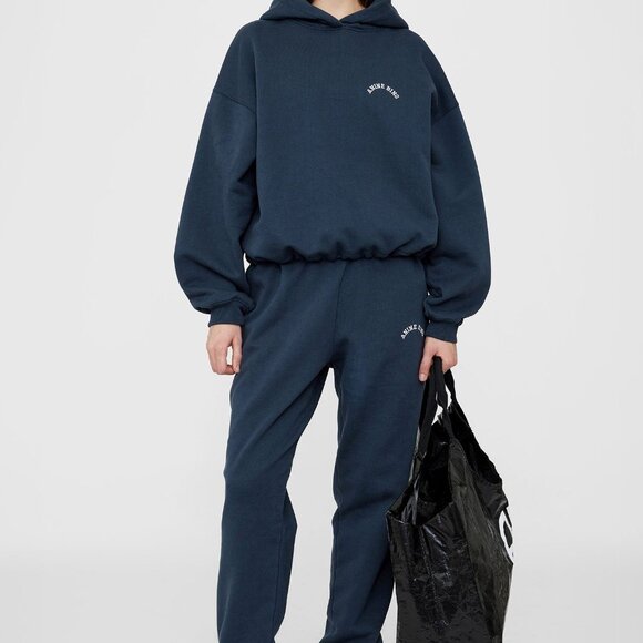 Brand New Anine Bing Leone Jogger & Lucy Hoodie Set - Navy, Size M (Oversized) - Picture 2 of 11